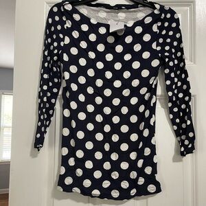 Navy Polka Dot Long Sleeve Top